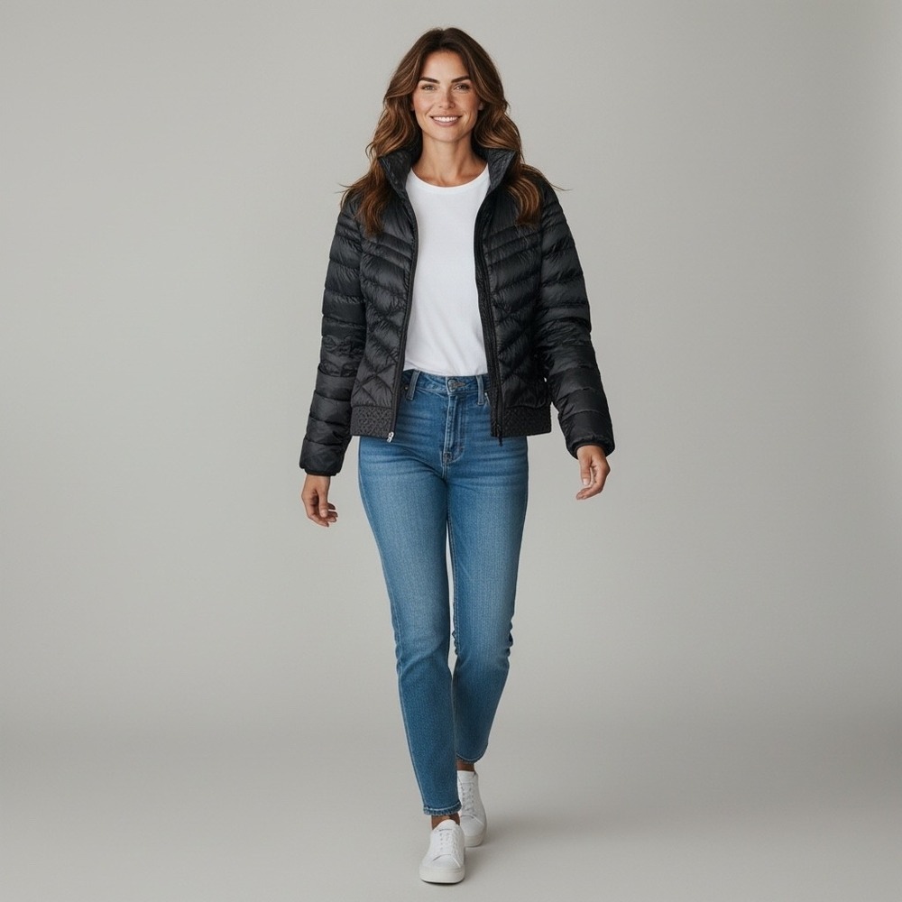 The North Face Aconcagua II Black Down Puffer Jacket NF0A3MHG Womens Crop Medium